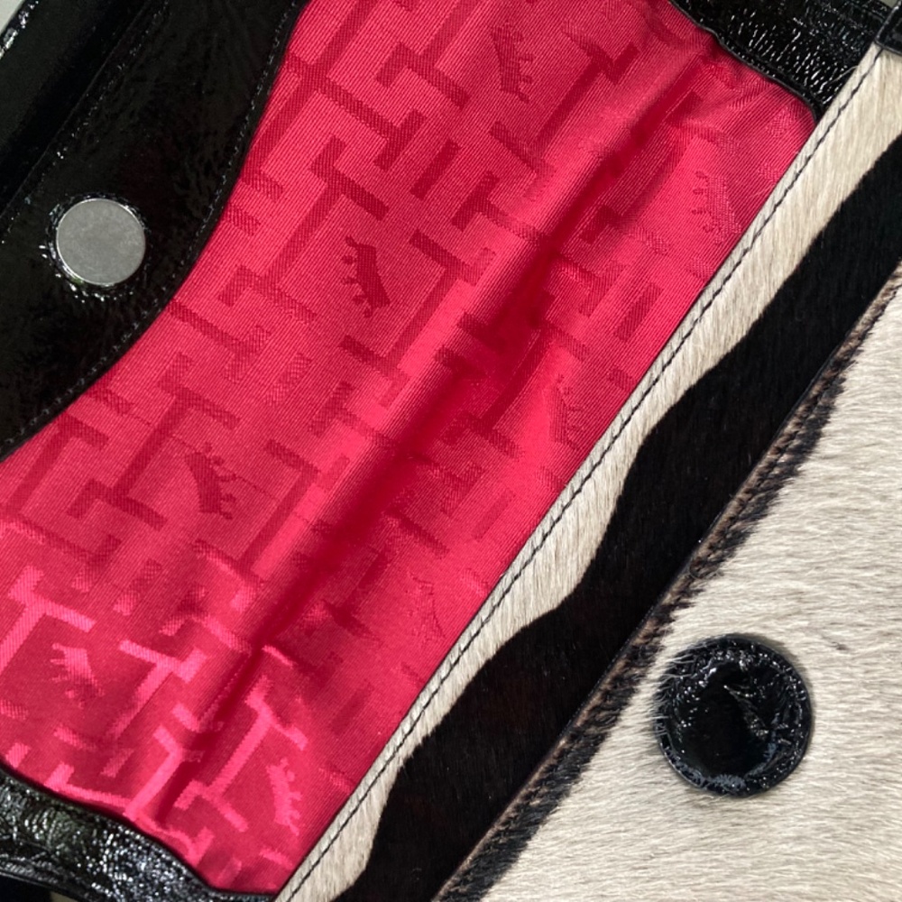 Elaine Turner Zebra Haircalf Shoulder Bag Purse Pink Lined - Picture 11 of 14